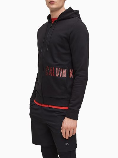 Calvin Klein Ruhák HU189219 | Calvin Klein Zip Up Férfi Kapucnis Pulóver Fekete